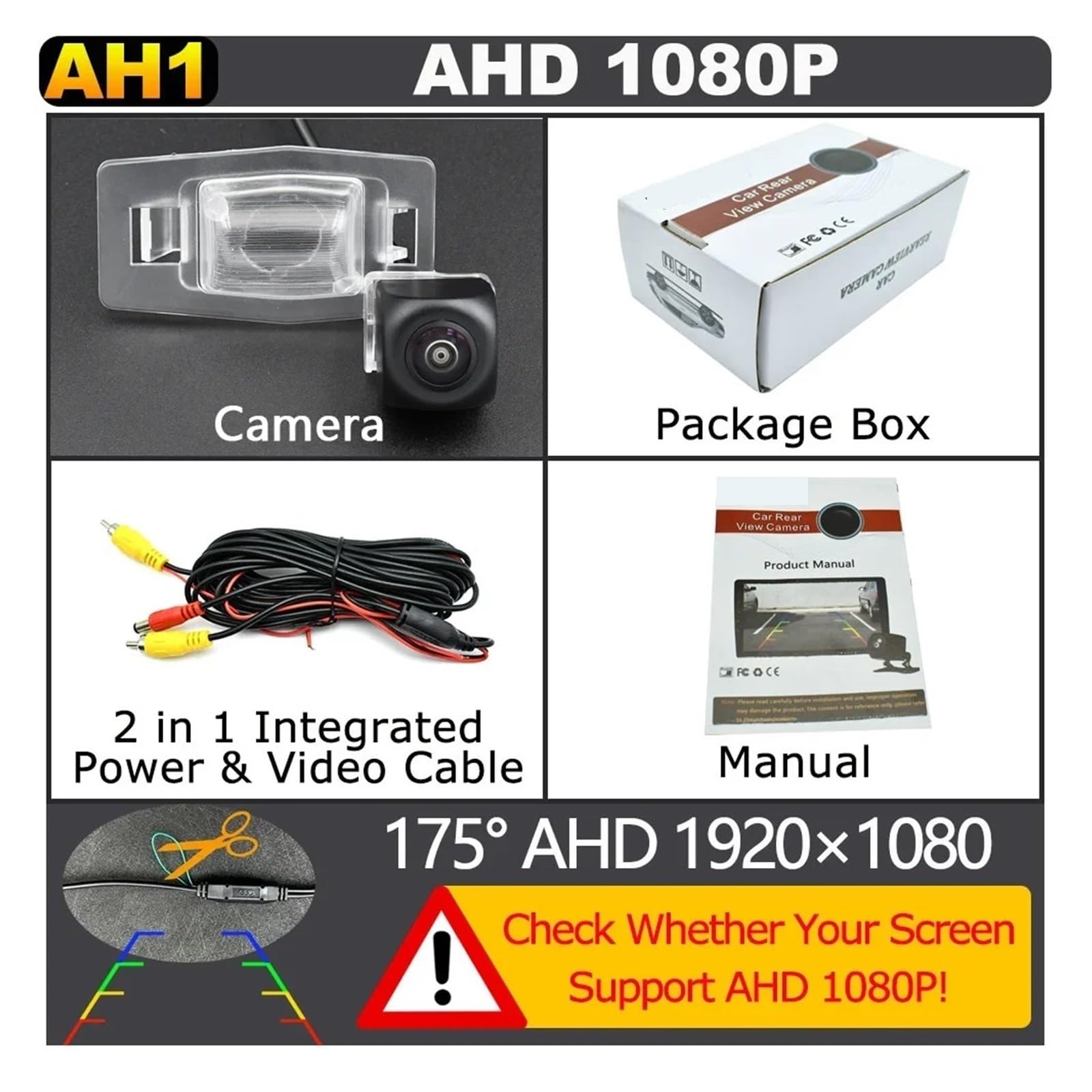 Caméra De Recul pour Mazda pour Hommage MK1 pour MX-5 (NB) MPV pour Premacy pour Protege 1998-2007 170 Degrés AHD Véhicule Fisheye Lentille Caméra Recul(AHD 1920x1080P 175)
