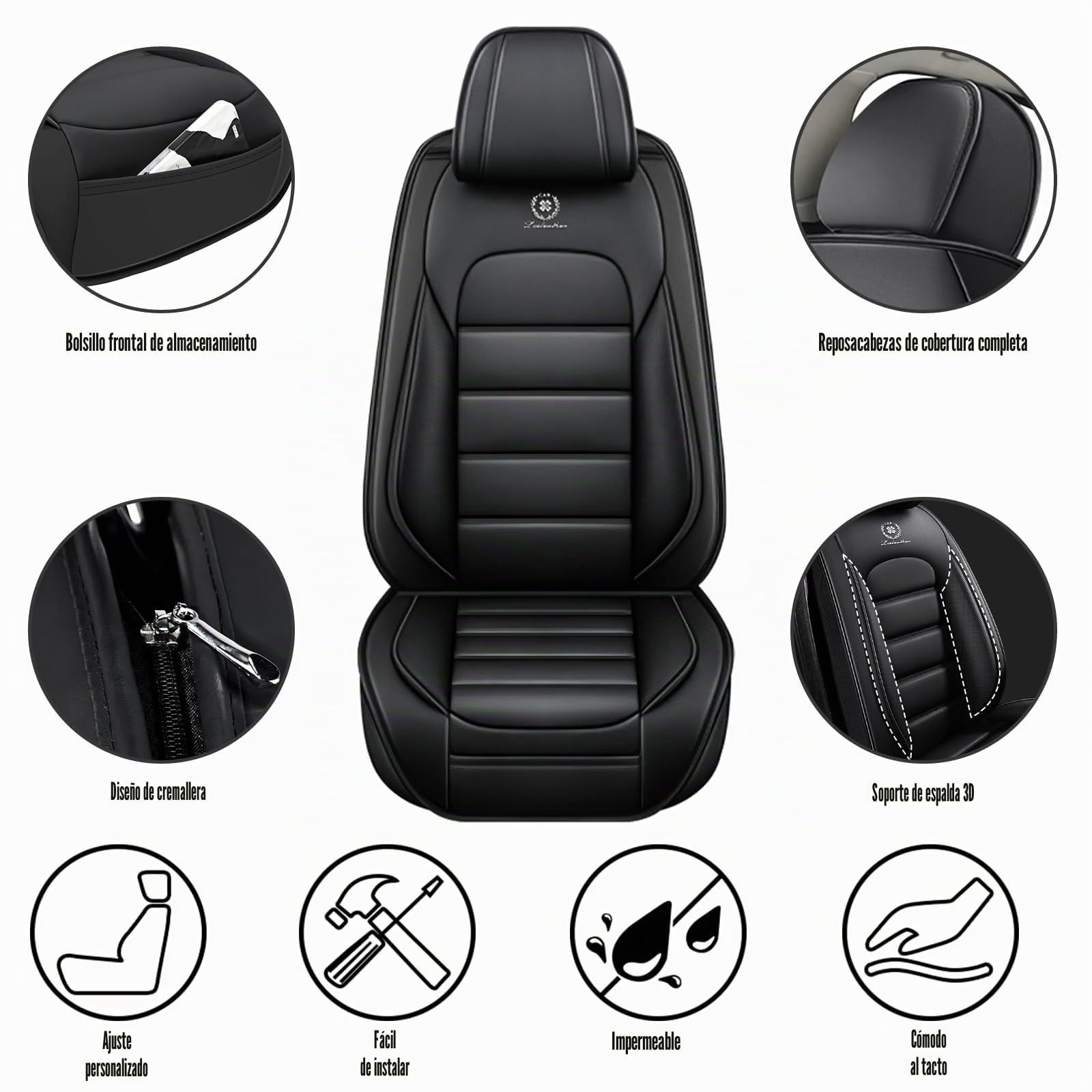 Fundas Asientos Coche Universales para MG ZS Hybrid+ Luxury 2024 2025 2026, Impermeable Transpirable PU Cuero Antideslizante,Regalo de Cumpleaños(Black Green)