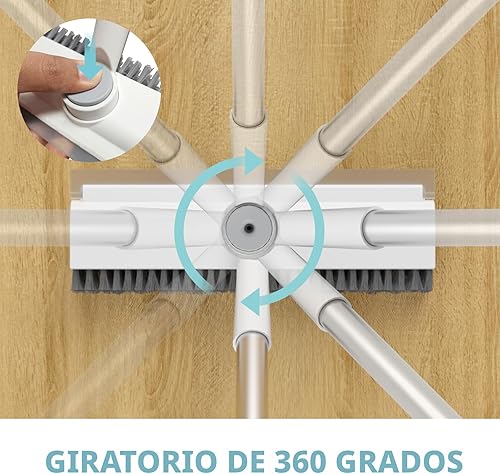 Miniatura 2 de AIR U+ Cepillo de limpieza de suelo con mango largo, raspador 3 en 1 y cepillo de cerdas rígidas de alta resistencia para limpiar ducha, baño,