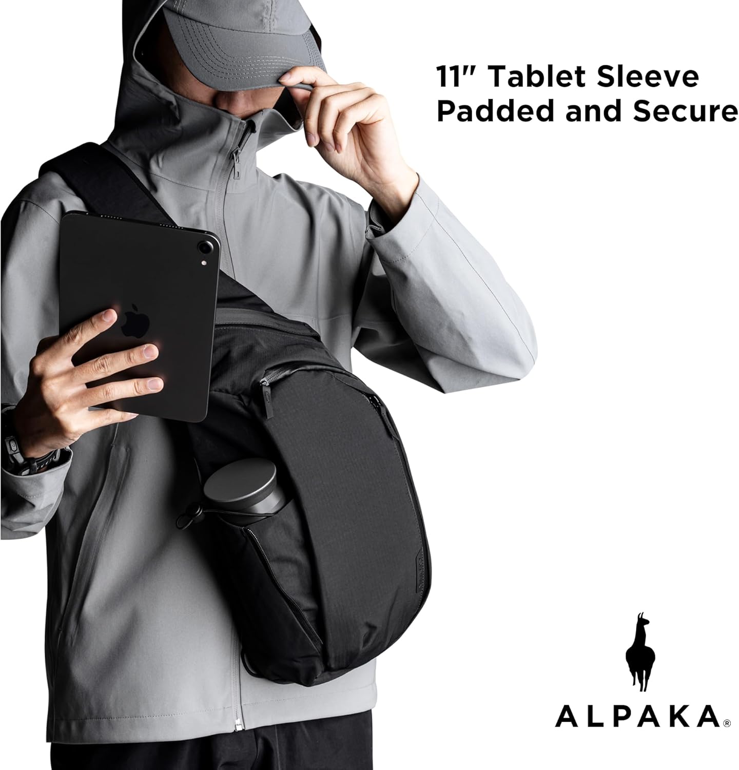 ALPAKA Metro Crossbody Left Shoulder 7.5L - Crossbody Bag Men,Sling Backpack - Fits 11" Tablet - Single Shoulder with YKK Zipper - Expandable Water Bottle Pocket - Phone Sleeve- Black Axoflux 210D - Image 2