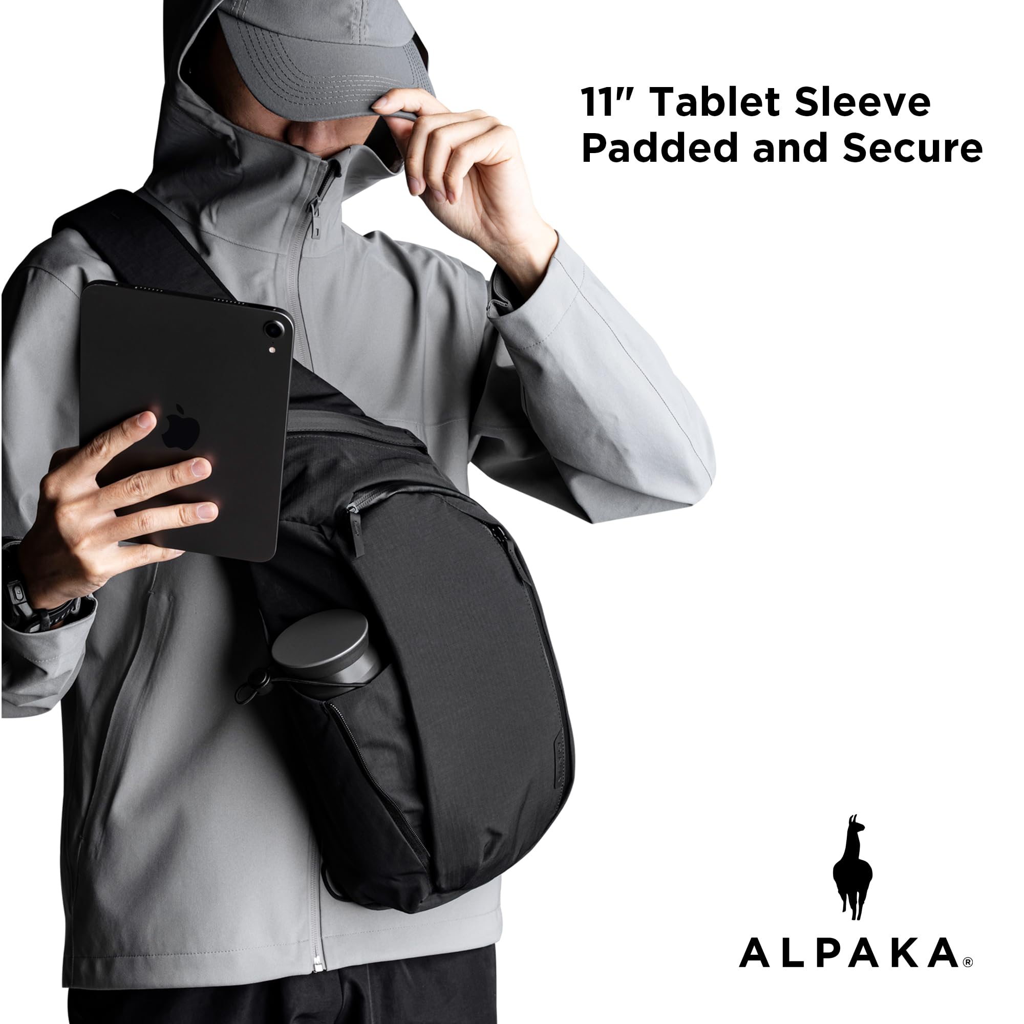 ALPAKA Metro Crossbody Sling Bag 7,5L – Umhängetasche Herren | Wasserfest, Magnetverschluss, Flaschentasche, Phone-Fach, Schultergurt, für 11"-Tablets