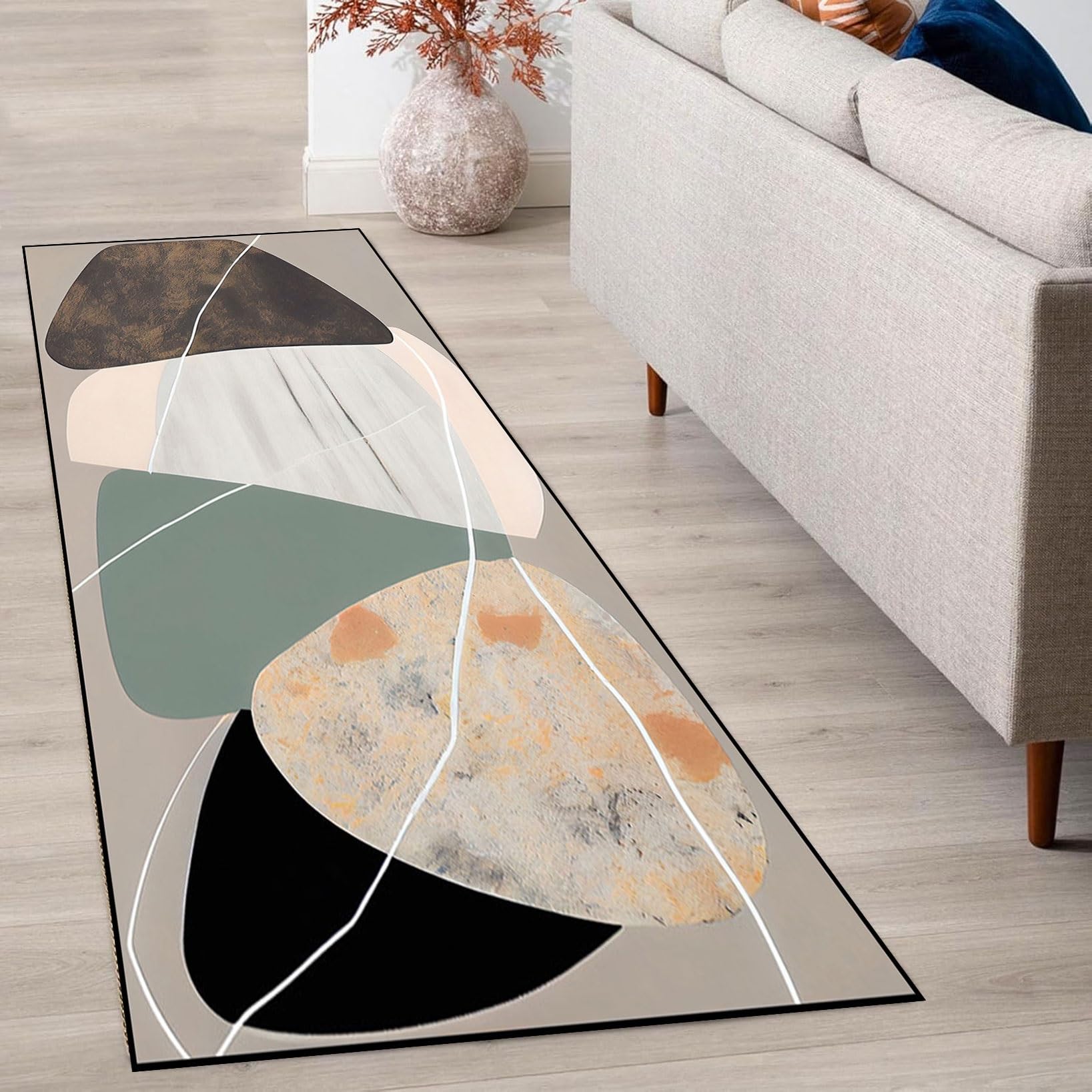 Alfombra Lavable y Antideslizante 115 x 500 cm Lavable y Antideslizante Alfombra Vinilica Salon Tejida Absorbente, Fácil de Limpiar para Comedor, Entrada, Sala de Estar, F