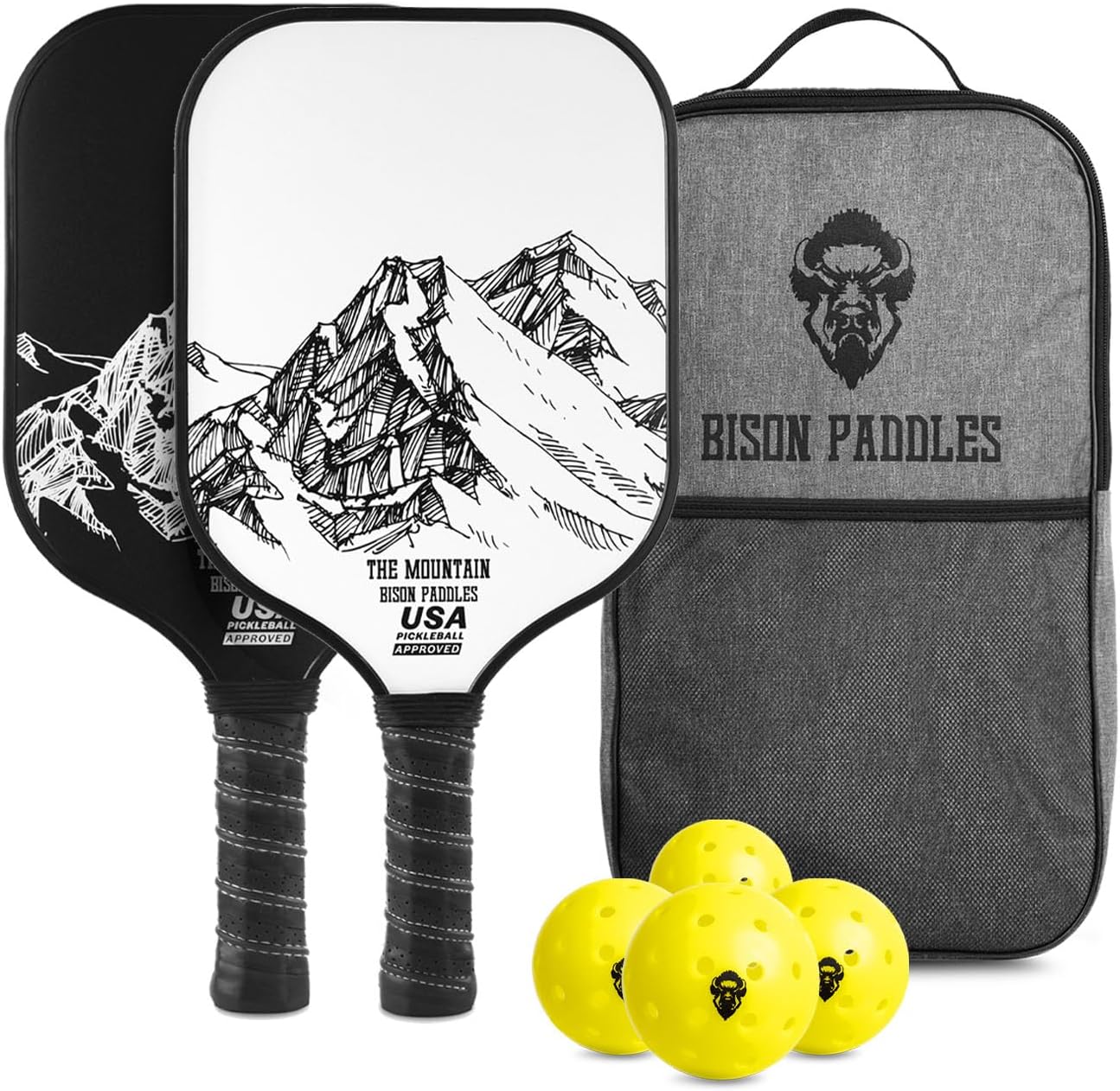 Bison Paddles: Carbon Graphite Pickleball Paddles - Lightweight Pickleball Rackets | Honeycomb Composite Core Improves Pickle Ball Placement and Increases Power | Durable Unibody Construction