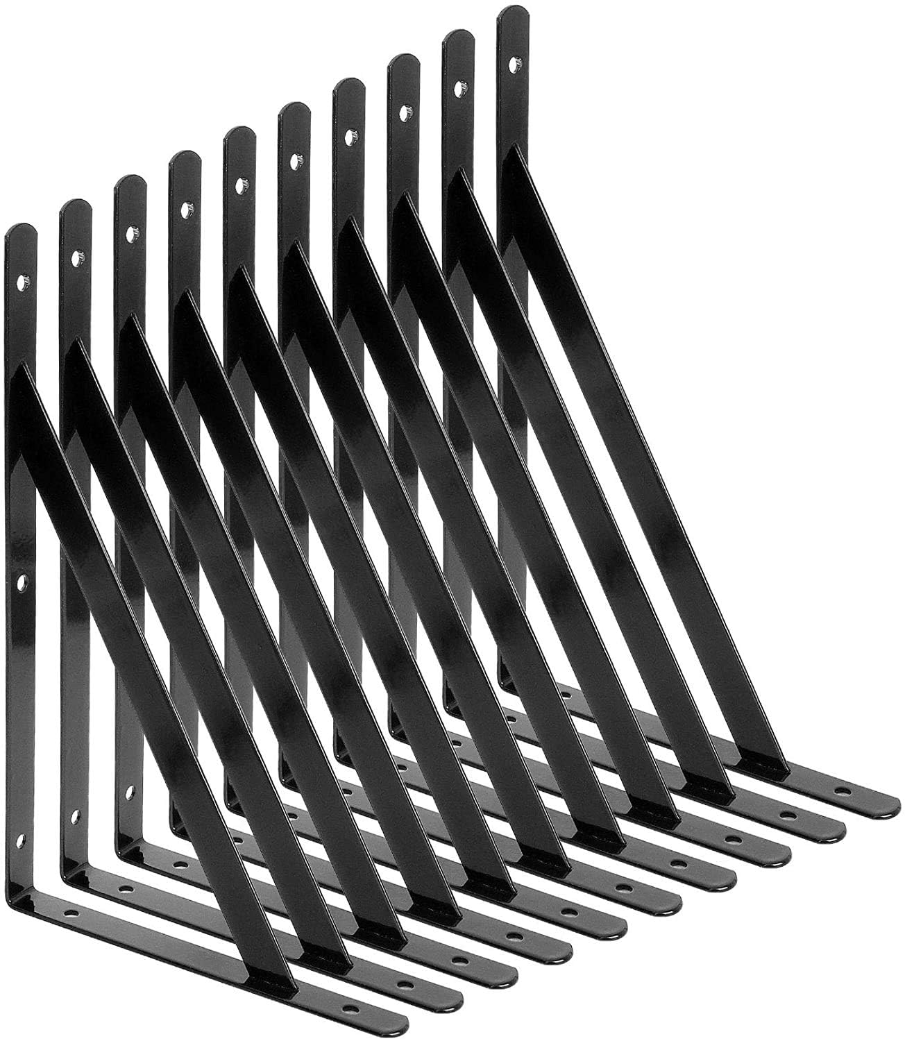 Équerres étagères 250mm STARVAST support d'angle mural en acier avec vis pour étagère noir