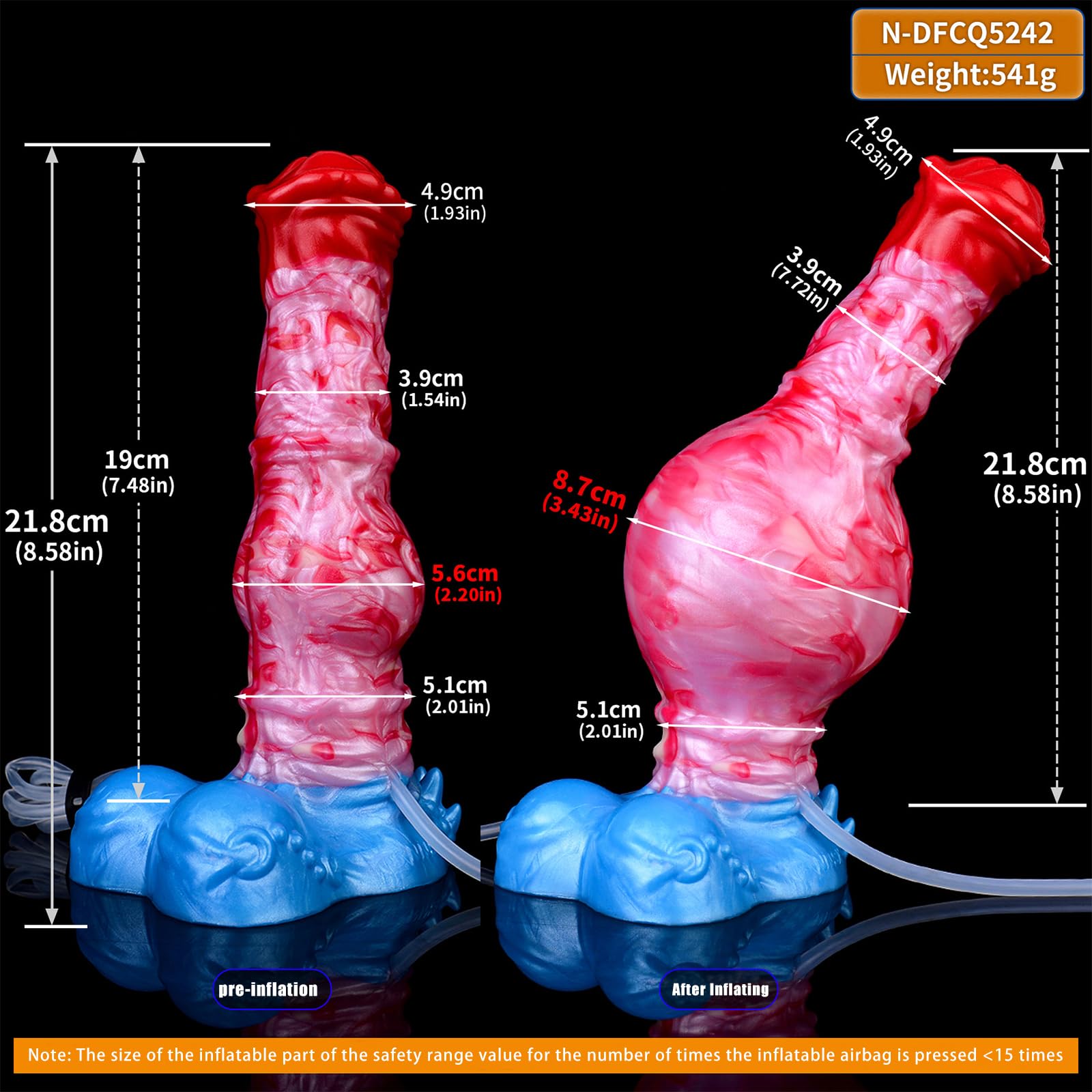 Plug Anal Hinchable - Consolador XXL Grueso con Función de Chorro de Agua Consolador Anal para Hombres con Ventosa para el Pene Juguete Sexual para BDSM Enema o Estimulación del Punto G (D)