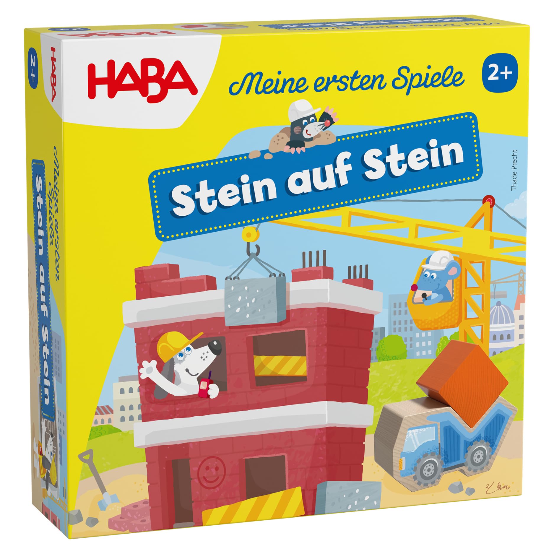 HABA Meine ersten Spiele – Stein auf Stein – Erstes Regelspiel mit 3D-Spielkulisse und Stapelsteinen für 1–4 Kinder ab 2 Jahren – 2012209001