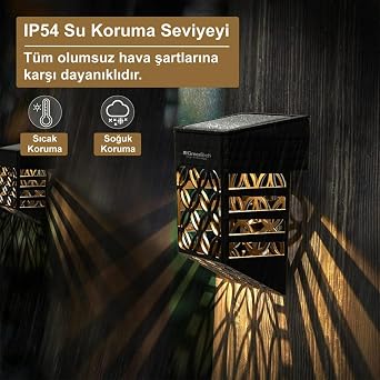 Greentech Güneş Enerjili Duvar ve Çit LED Aydınlatma 4 Adet/GT-SL22 [Enerji Sınıfı A+++]