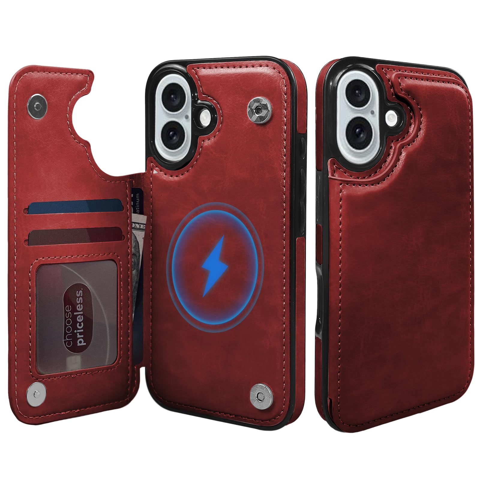 Étui en cuir de qualité pour iPhone 16 avec clapet magnétique premium - 7