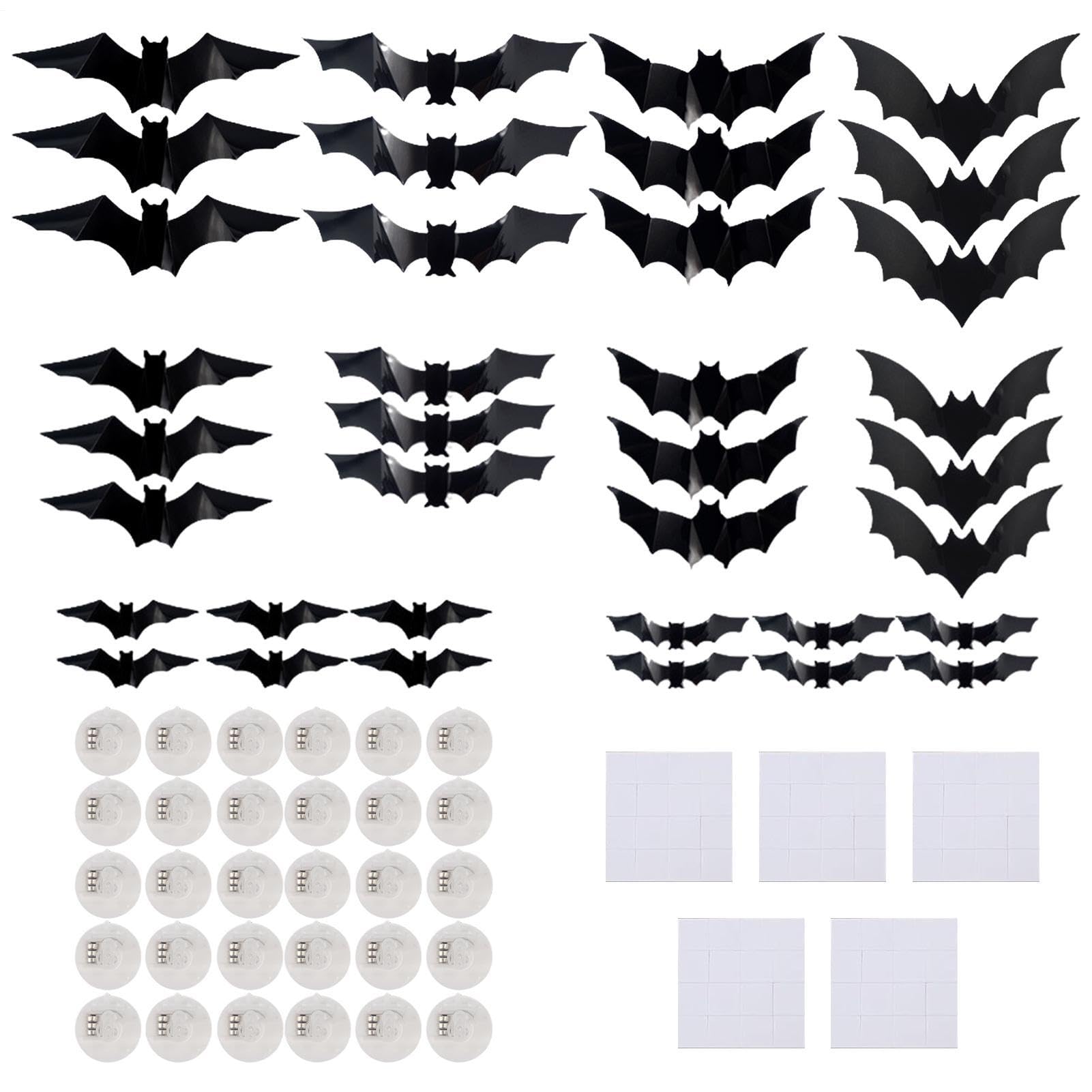 Chauves-souris 3D noires pour fête d'Halloween | Décoration de fenêtre et salon