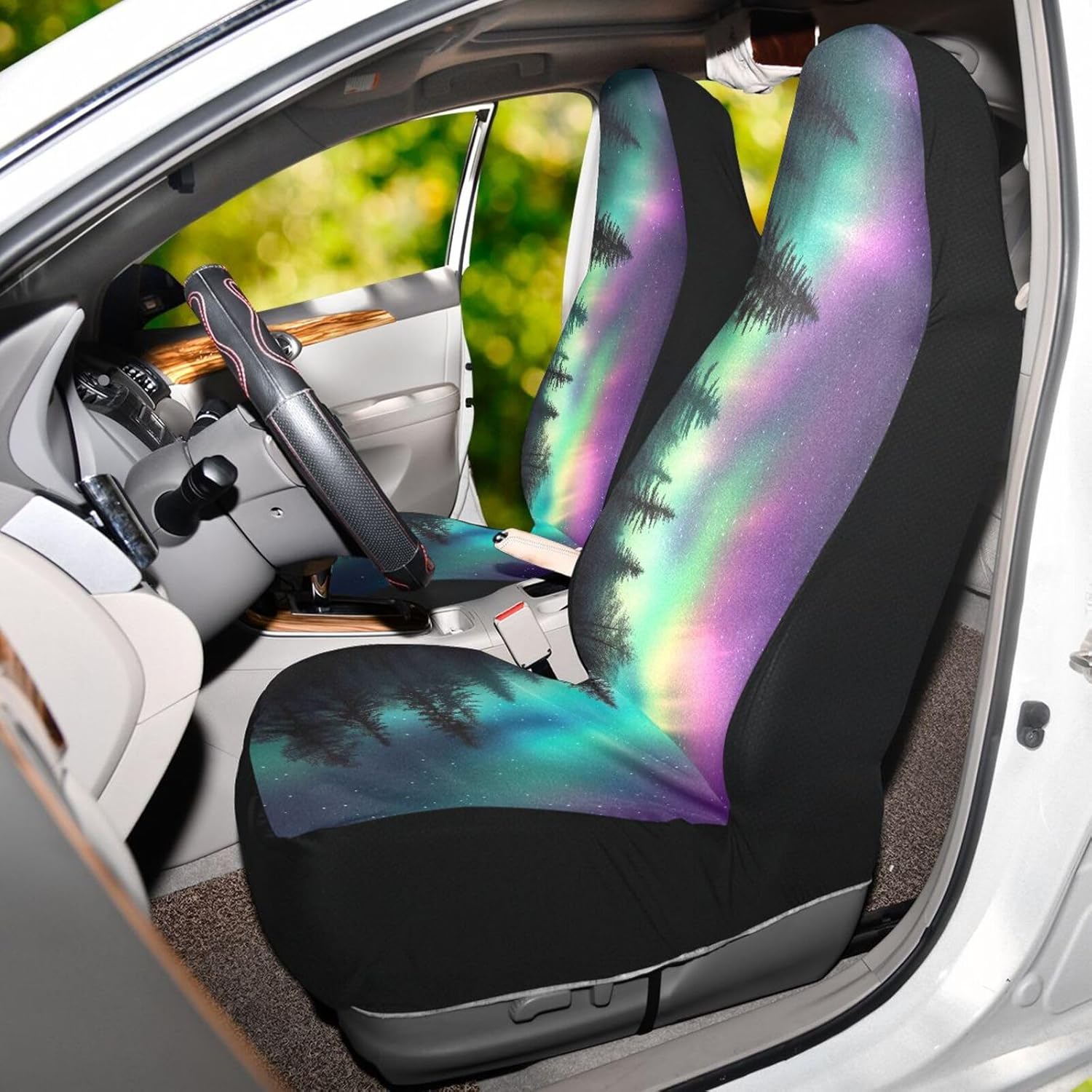 Wild Aurora Borealis Car Seat Covers Front Seats Protector Fits Universal Breathable Washable Seat Cover for SUV,Sedan 2PCS