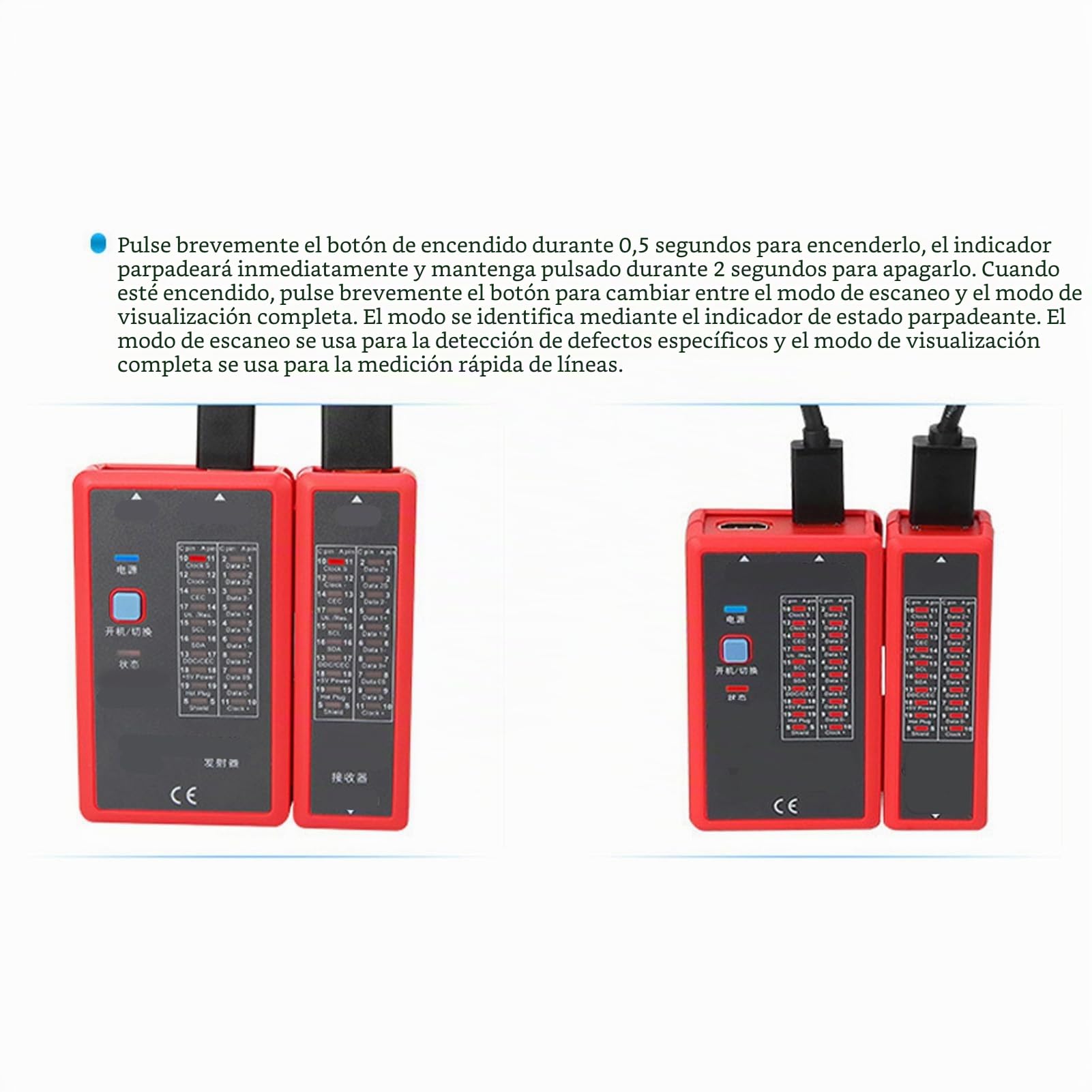 Akozon Probador de Cable HDMI de Alta Definición Portátil HDMI NF-622 Indicador LED para Controlar el Desorden/Estado Corto/Abierto y Cruzado de Cables HDMI