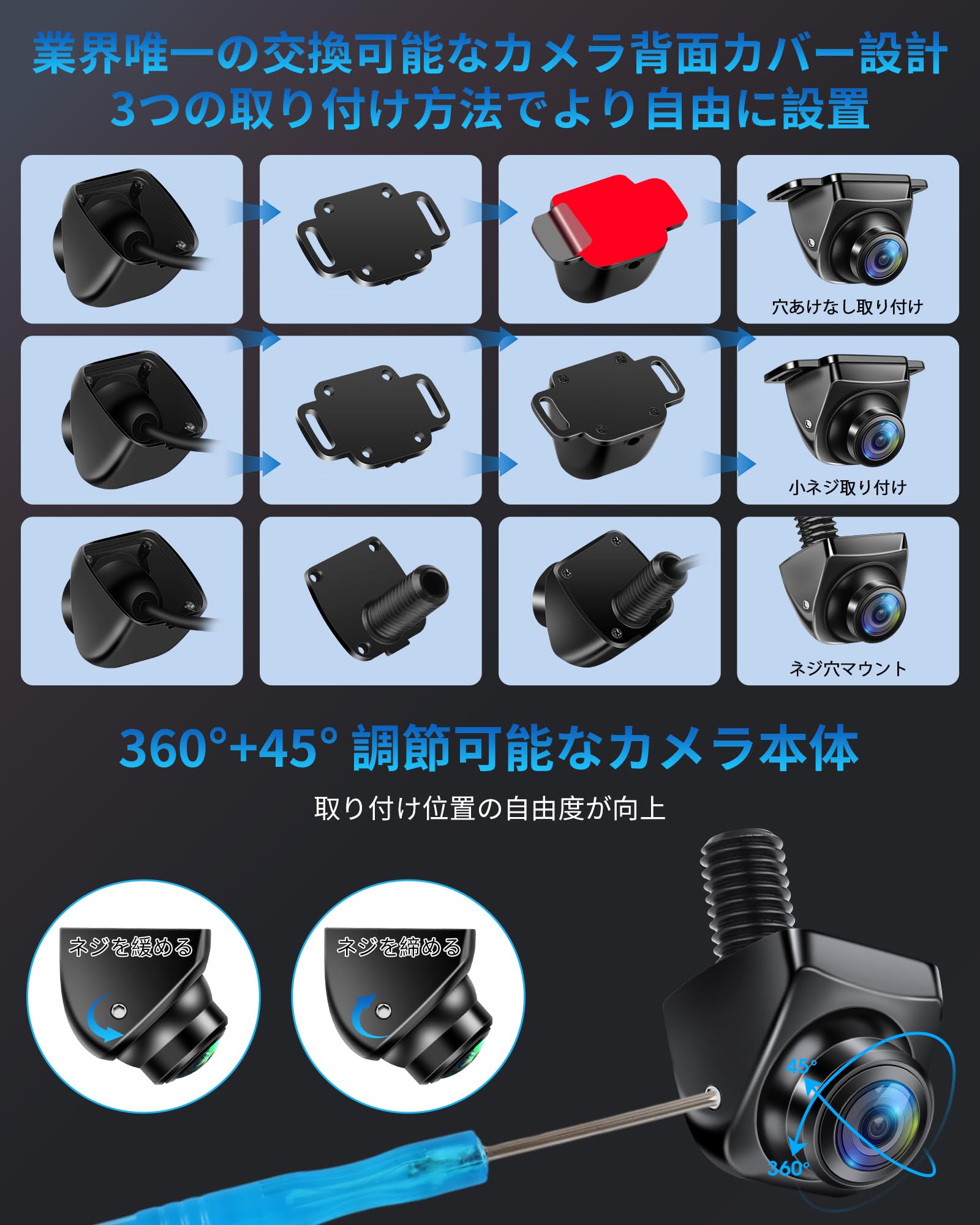 Amazon.co.jp: 【革新版調整可能設計】AHD720Pバックカメラ リアカメラ