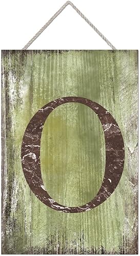 Vista 321 de Letrero colgante de madera con letra J, letrero de madera para decoración del hogar, 26 letras del alfabeto de metal, placa de madera, decoración
