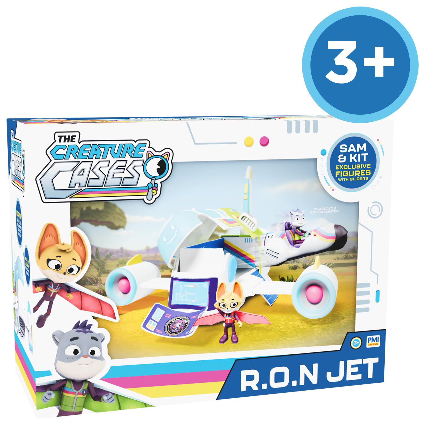 BANDAI - Enquêtes Sauvages - Coffret R.O.N Jet - Avion avec 2 Figurines Exclusives et Planeurs Détachables - Véhicule Interactif pour Enfants Série Creature Cases - Jouet Enfant 3 Ans et + - PMCC9014