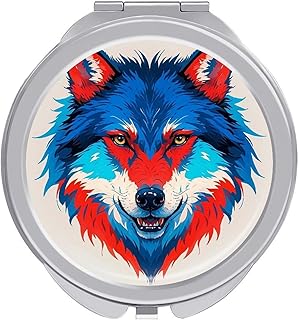 Espejo de maquillaje de acuarela azul y rojo ...