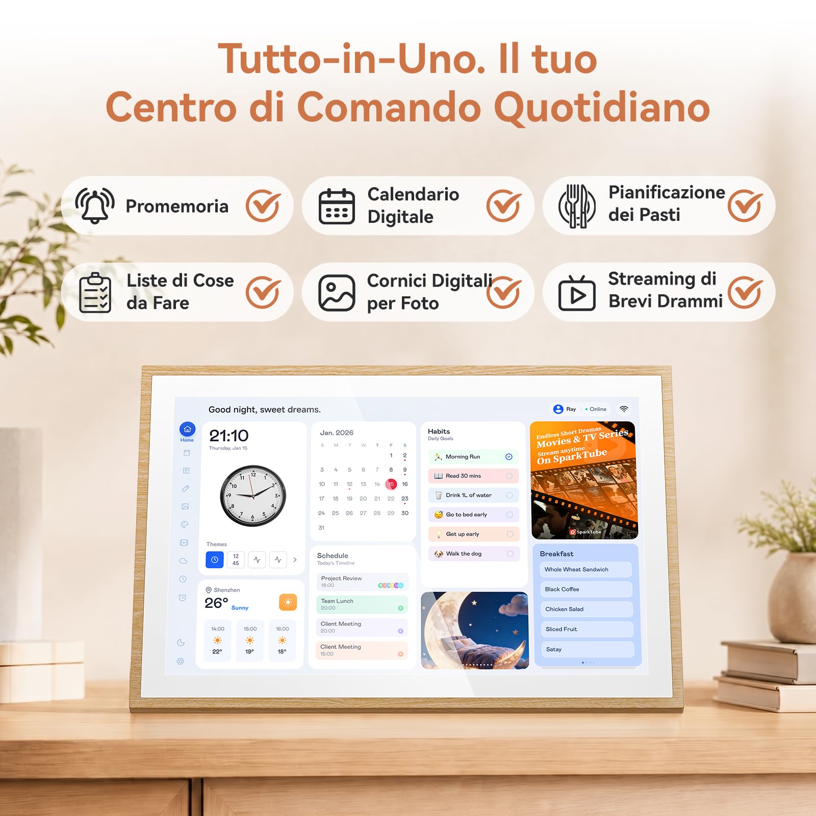 Blackview Calendario Digitale 10,1" per Casa e Ufficio – Organizer Familiare Multifunzionale con Orologio, Pianificazione Settimanale e Mensile, Home Completa, Sync Google/iCloud/DK Calendar