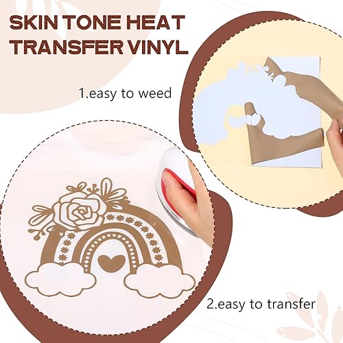 Miniatura 3 de Vinilo de transferencia de calor en tono de piel, 12 unidades de vinilo de transferencia de calor marrón Netural de 12 x 10 pulgadas, vinilo HTV