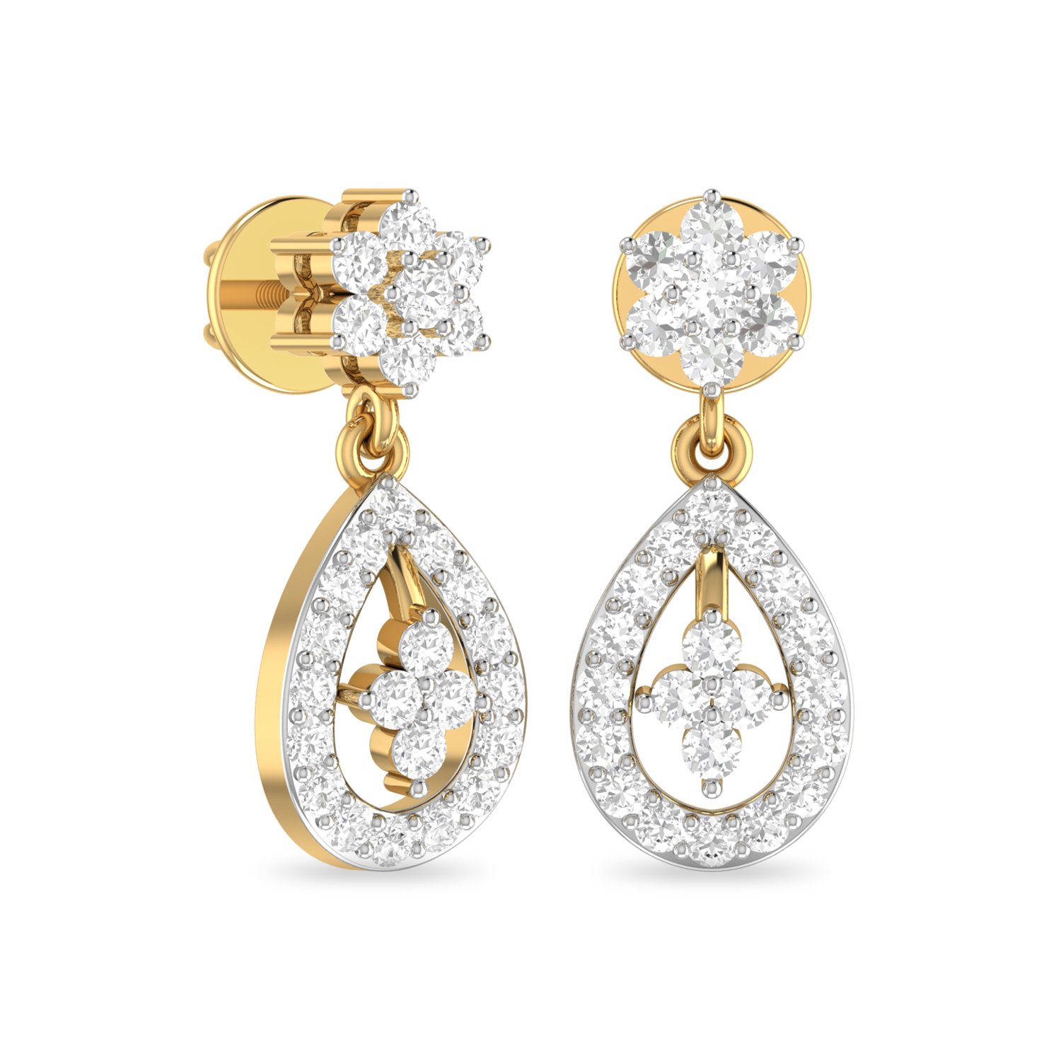 Aucent by PC Jeweller The Mysha 18KT Yellow Gold and Diamond Earrings-image-8