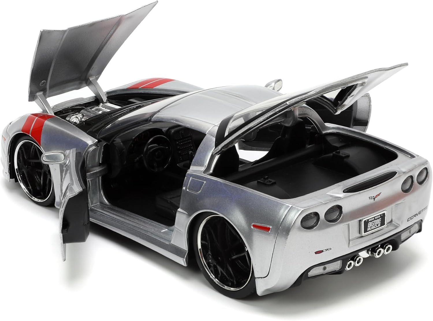 Jada Toys Bigtime Muscle 1:24 2006 Chevy Corvette Z06 Die-cast Car – Opening Doors, Hood, Trunk, Rubber Tires(Candy Silver)