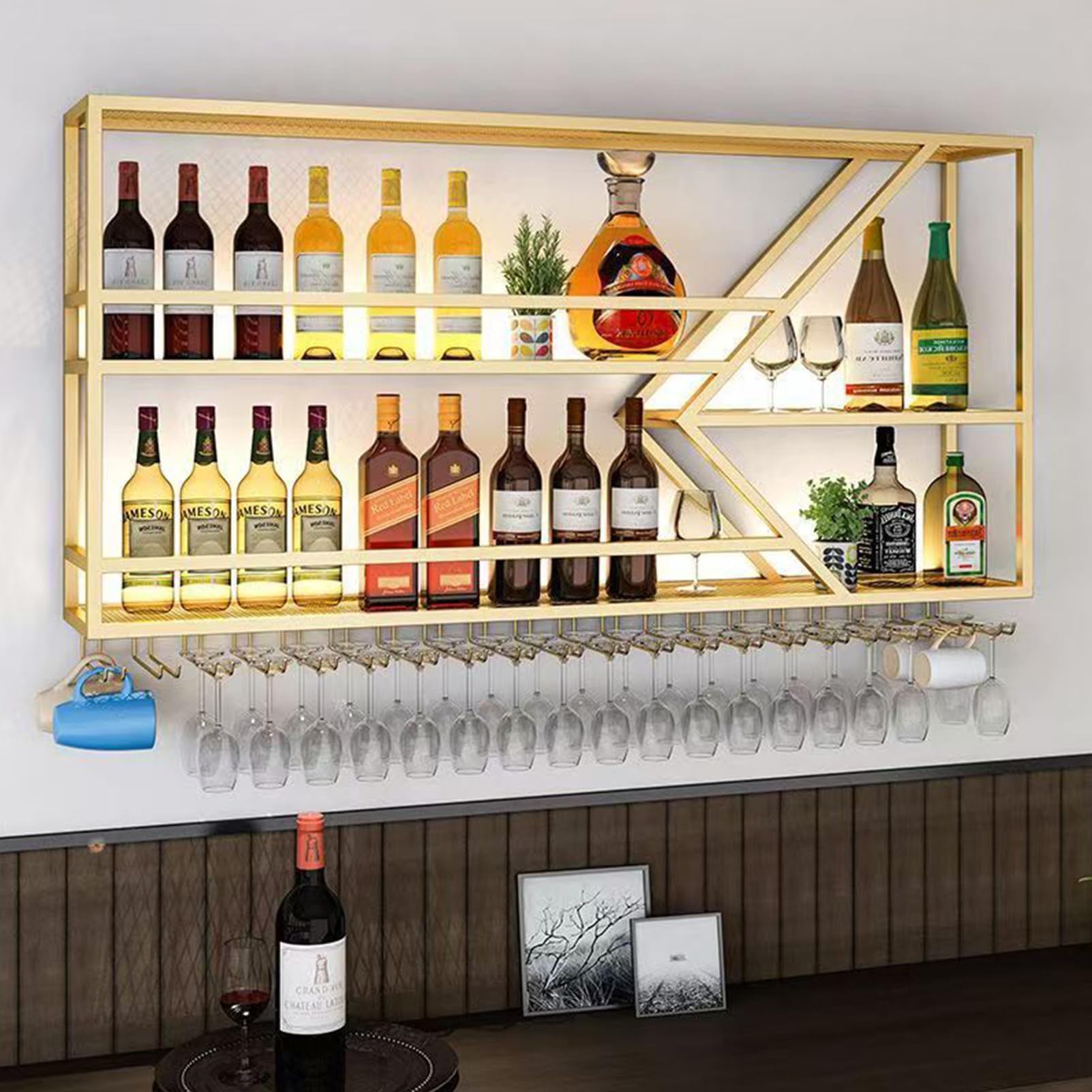 Casier à vin mural LED 120cm pour aménager un coin bar moderne à la maison