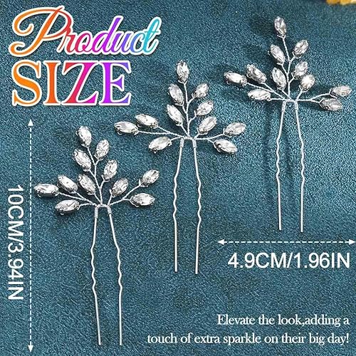 Miniatura 7 de Heread Crystal Bride - Alfileres para el cabello de boda, accesorios para el cabello de novia, pieza para la cabeza para mujeres y niñas (paquete de