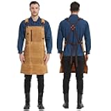 Heavy Duty Men's and women's work waxed canvas aprons with zipper pockets, protective gifts, suitable for woodworking machinery, barbecuing apron, etc