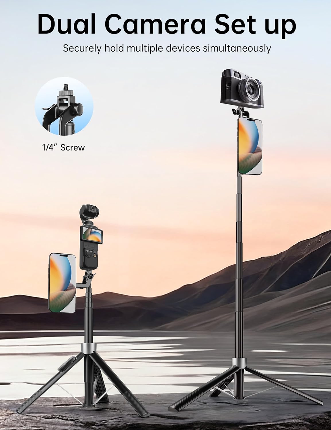 70" Magnetic Phone Tripod, Selfie Stick Tripod for iPhone Magsafe with Rechargeable Remote & 2 in 1 Magnetic Holder, Portable Cellphone Stand for Recording Travel, Compatible with iPhone and Android