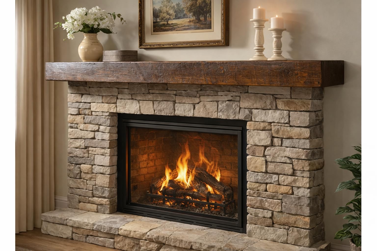 Creative Hardwoods LLC Reclaimed Barnwood Beam Fireplace Mantel