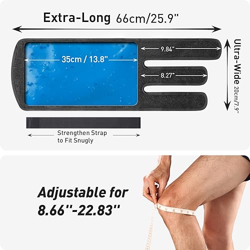 Miniatura 5 de LETSHAKE Bolsa de hielo de gel ajustable para aliviar el dolor de rodilla, soporte de terapia de compresión fría con correas ajustables para