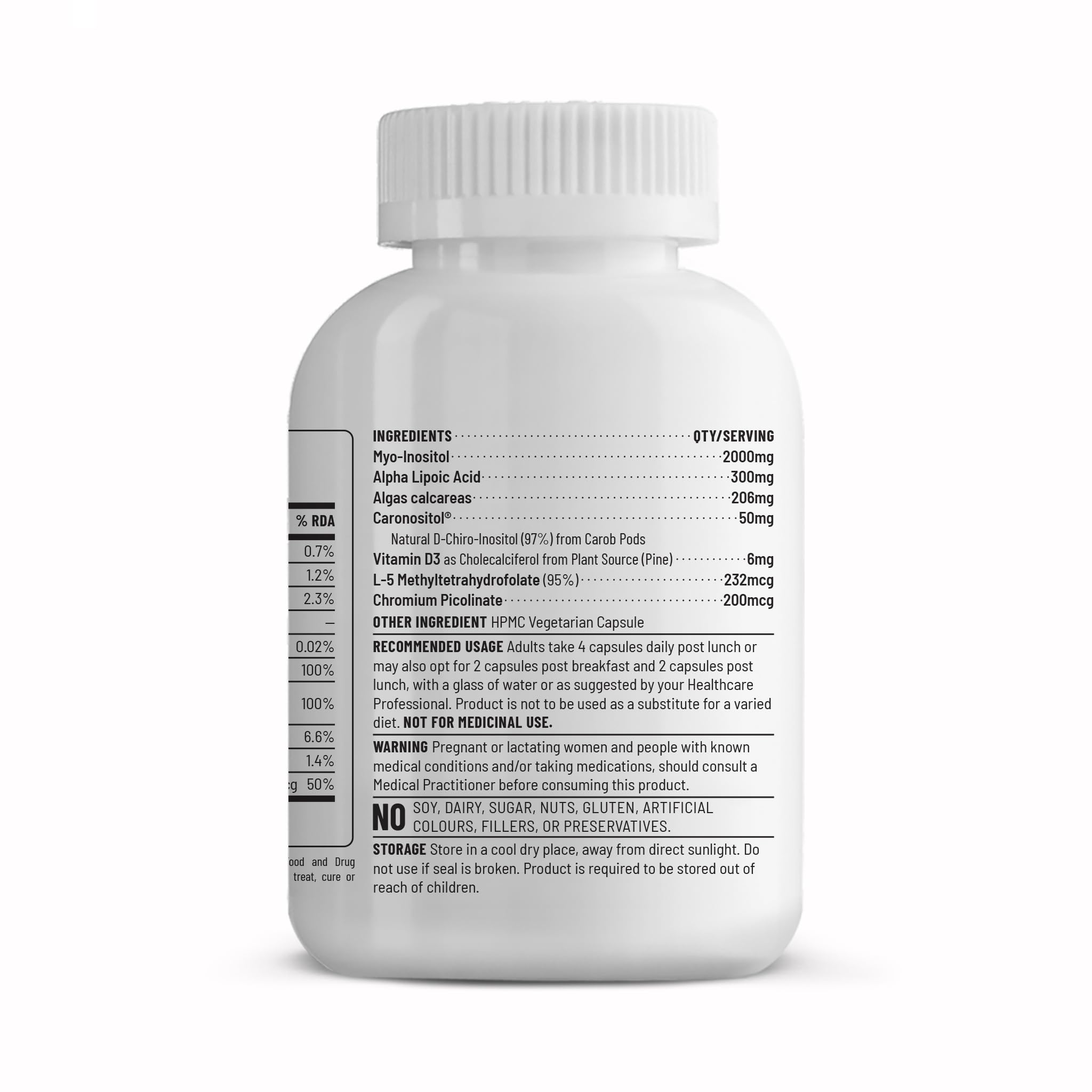Unived PCOS Management, 40:1 Ratio 2000mg Myo-Inositol to 50mg D-Chiro-Inositol, for Acne, Facial Hair, Insulin Resistance (1 Month Supply) 1