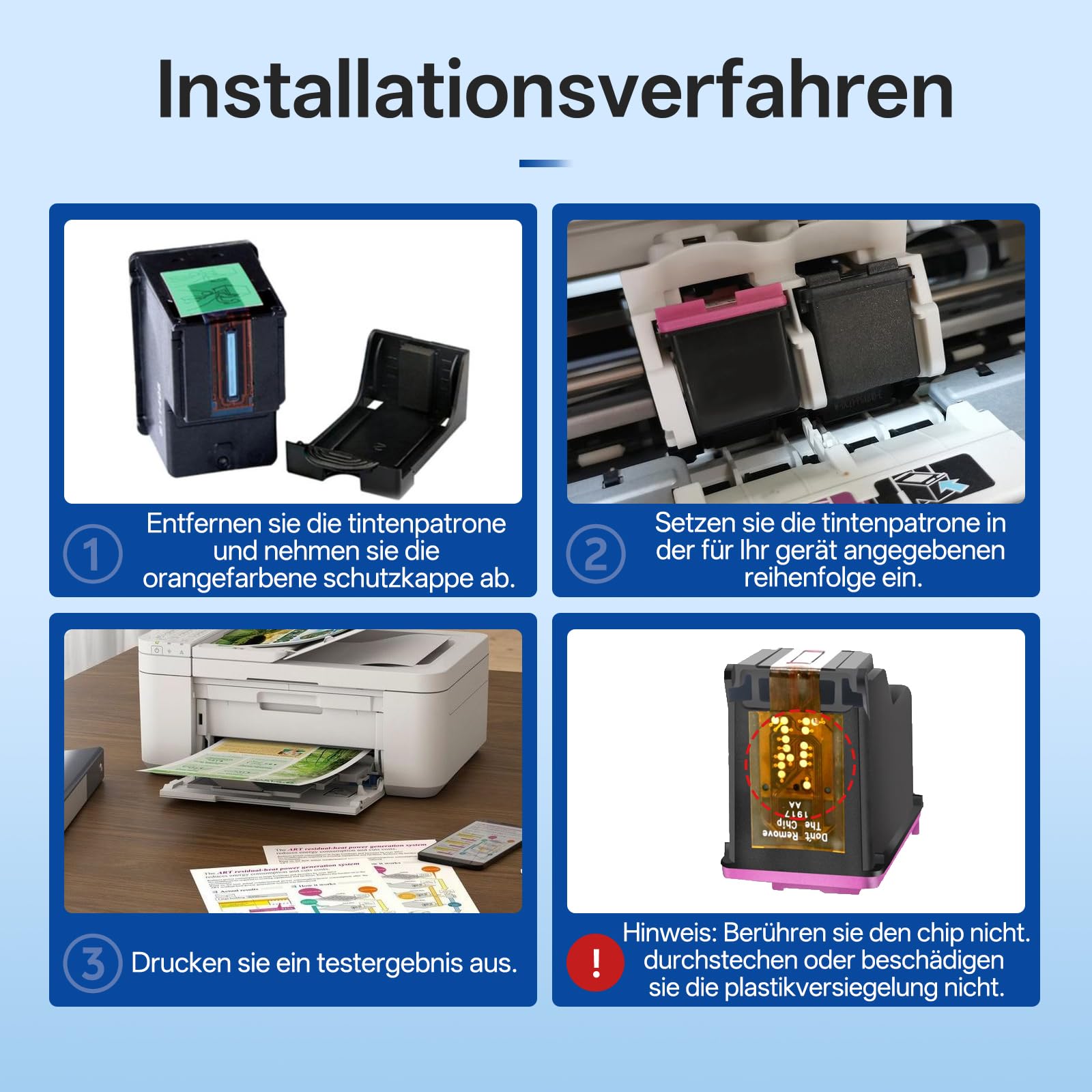 Lot de 2 cartouches d'encre 305XL compatibles avec imprimante 305 XL 305, compatibles avec HP DeskJet 2820e, 4220e, 2720e, 2720, 4100, Envy 6020e, 6010, 6420e, 6020, 6032e, 6032, 6400e, 6400 1*Schwarz