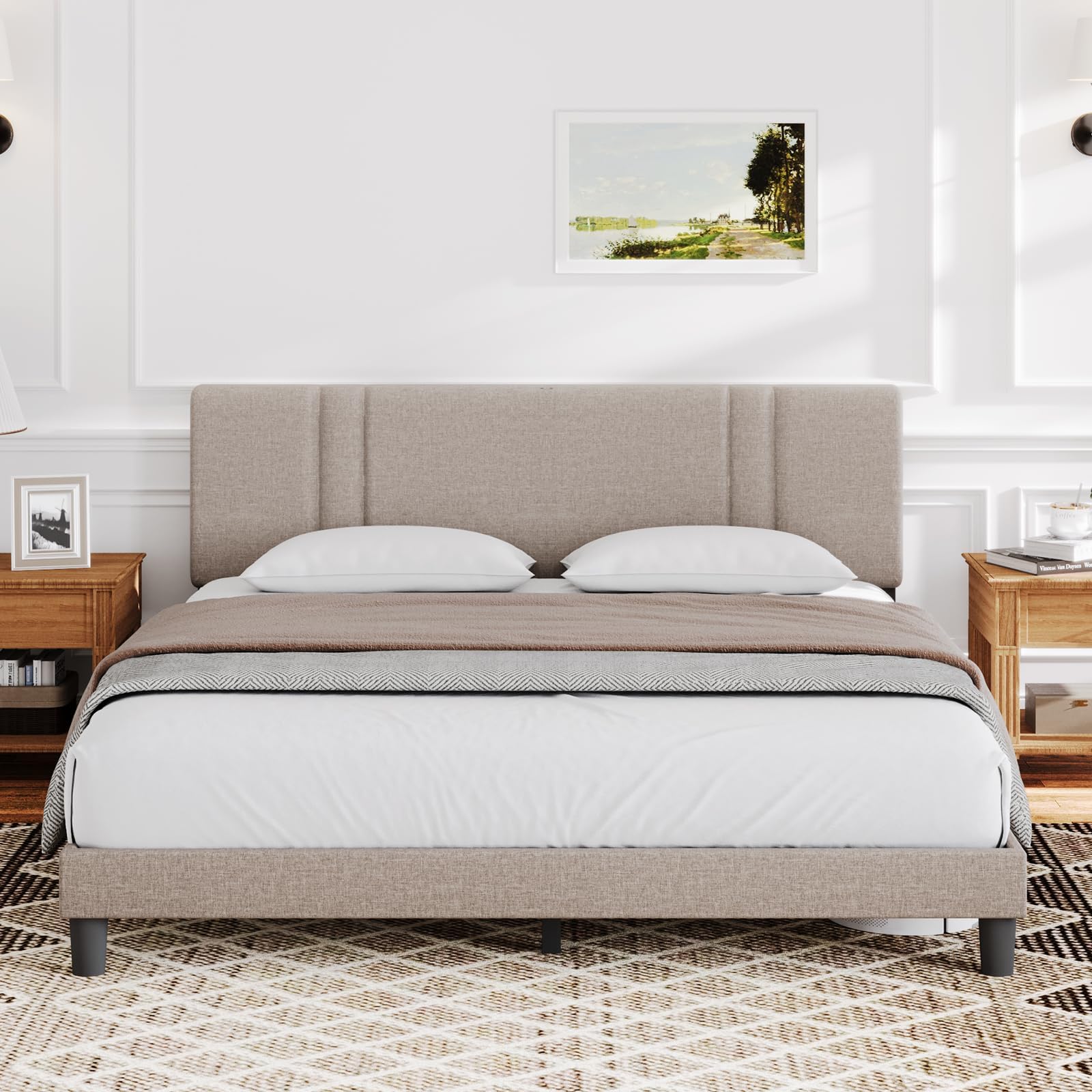 Amazon.com: Novilla Queen Bed Frame with Headboard, Bed Frame Queen ...