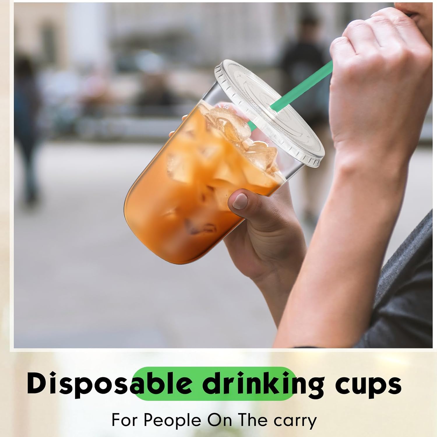 Baderke 25 Sets Clear Plastic Cups with Lids and Straws Disposable Plastic Iced Coffee Cups for Cold Beverage Juice Smoothie Coffee and Party Catering (16 oz) - Image 5