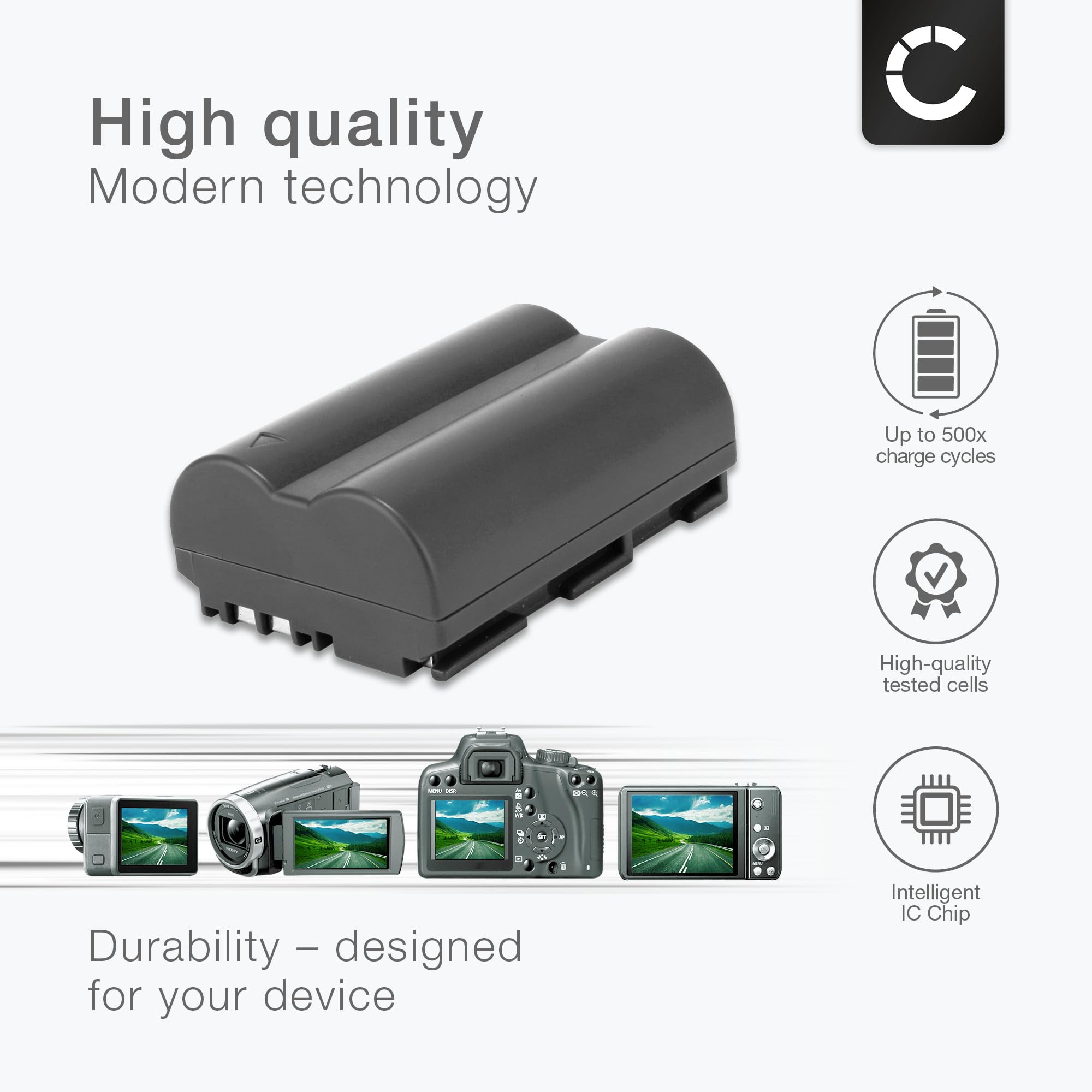 CELLONIC® BP-511,-512,-514,BP-508 Kompatybilny z Canon EOS 5D 50D D60 40D 300V 300D 30D 20Da 20D 10D PowerShot G5 G6 G3 G2 Pro1 ZR80 BP-5 11 pojemność 1 600mAh Wymiana Baterii