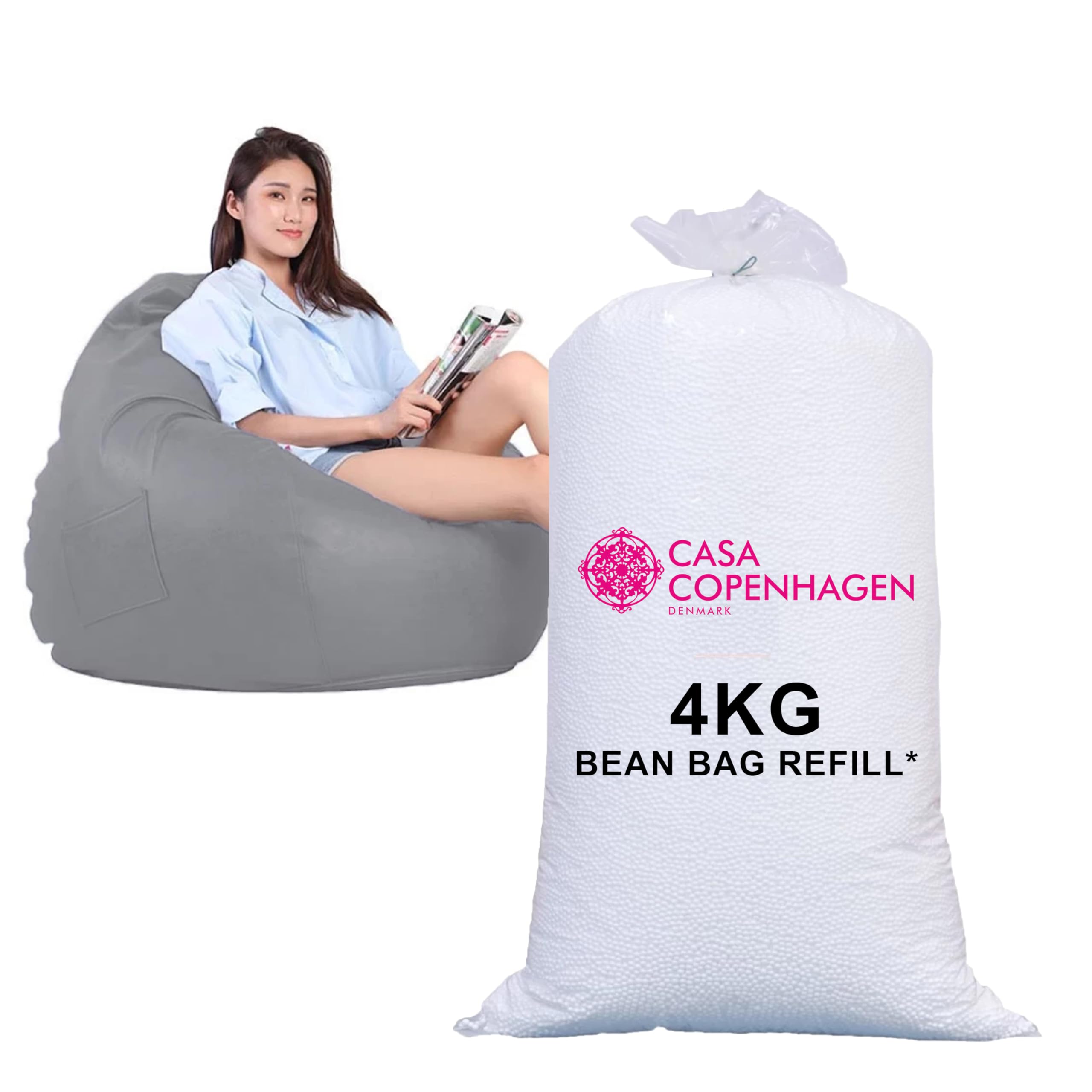 Casa Copenhagen Premium Virgin Grade Thermocol Balls Refill for Pillows, Sofa, Bean Bags, Soft Toys & Beans for Bean Bag Refill 4 Kg - White-image-36