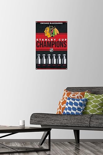 Miniatura 8 de Trends International NHL Chicago Blackhawks - Póster de pared Champions 23, 22.37 x 34.00 pulgadas, paquete de póster y alfiler