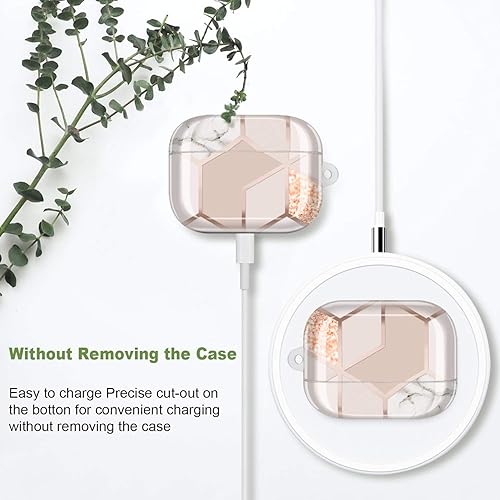 Miniatura 3 de JAHOLAN Funda para AirPods Pro, funda transparente de flores, bonita funda protectora suave a prueba de golpes con llavero para mujeres y niñas,