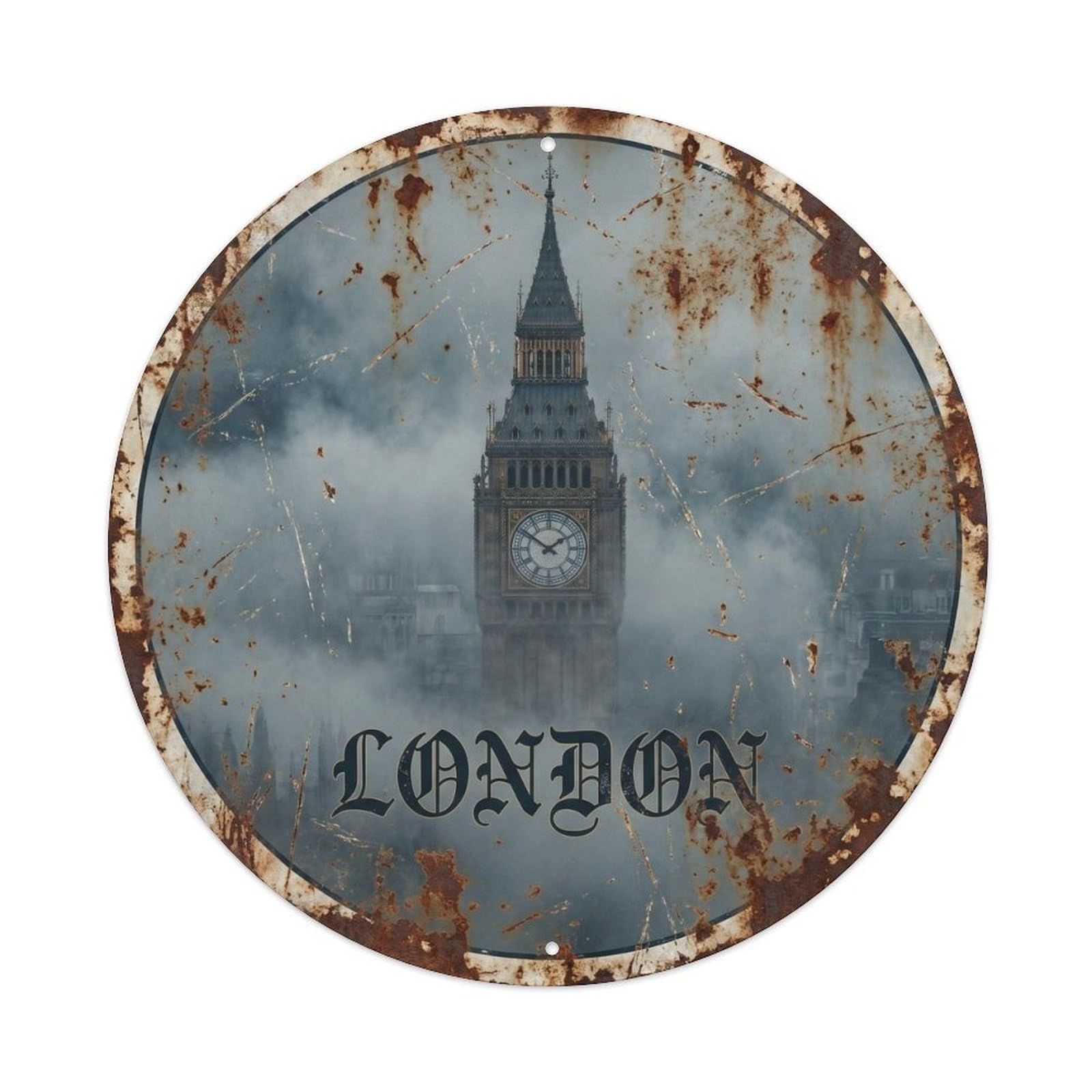 Fqcyn Style Vintage Travel London Fog Atmosphere Metal Tin Sign