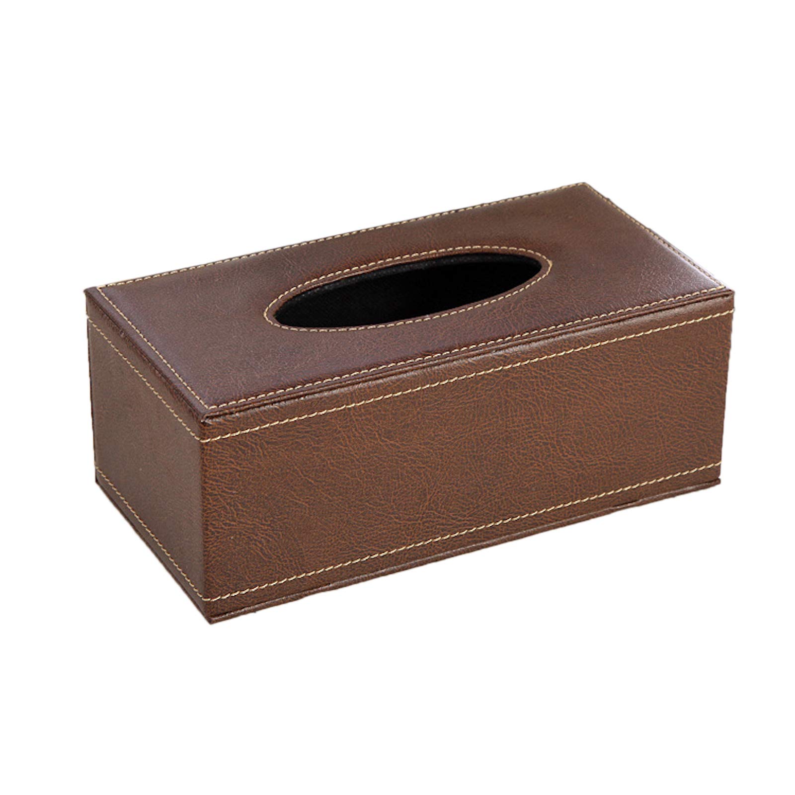 Elonglin Napkin Box, PU Leather Household Office Rectangular Tissue Paper Holder Box Cover Case Napkin Holder -Home Decoration Light Coffee L