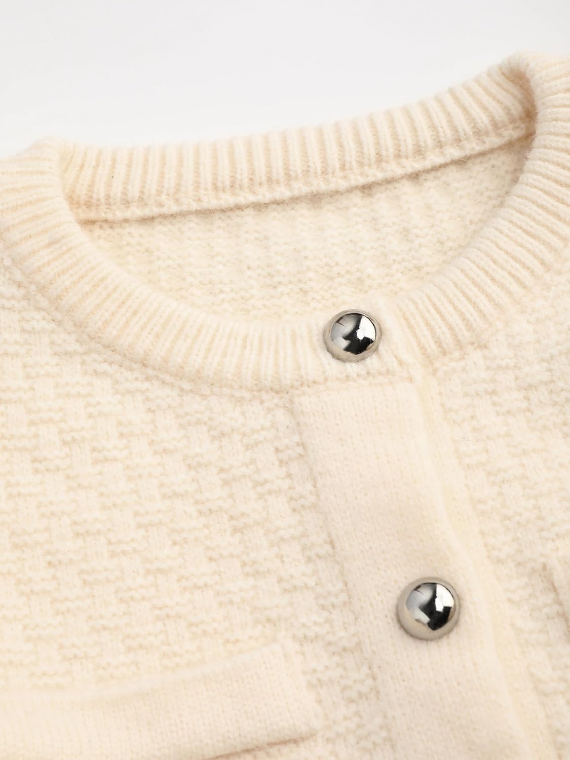 CIDER Knit Round Neckline Solid Button Oversized Cardigan - Image 2