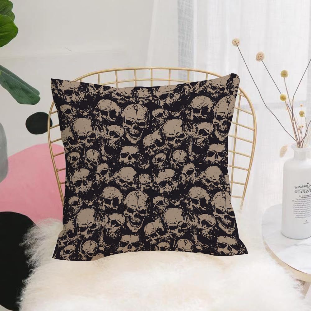 HYOSXW Cushion Cover,Throw Pillow Case Home Decorative for Living Room Bedroom Sofa Chair 16X16 Inch,Grunge seamless pattern with skulls. Vector illustration.,Pillowcase 40X40cm