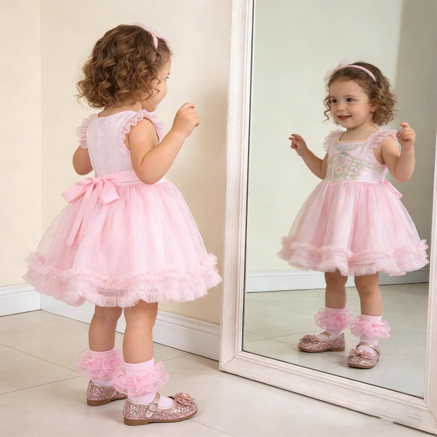 Baby Girls Ruffle Socks 2-Layer Lace Frilly Turn Cuff Fancy Dress Socks for Preemie Newborn Infant Toddler Girl Kids - Image 6