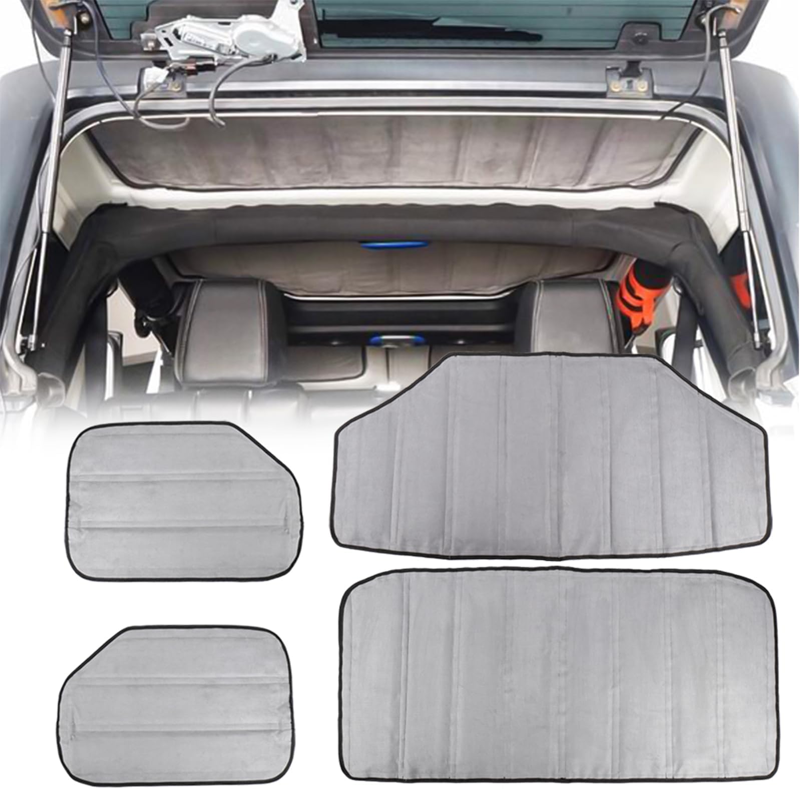Headliner Hardtop Heat Insulation for Jeep JK Hard Top Headliner Roof Heat Insulation Cotton Sound Deadener Mounts Kit Compatible with Jeep Wrangler JK 4 Door 2011-2018 (4 PCS)