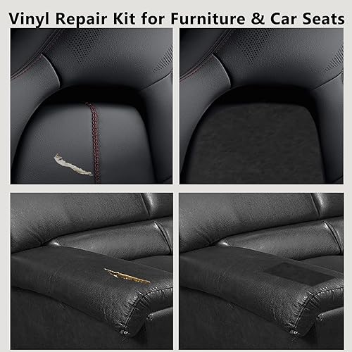 Miniatura 3 de JAYONG Kit de reparación de cuero para muebles, parches de reparación de cuero autoadhesivos para asientos de barco, kit de reparación de vinilo