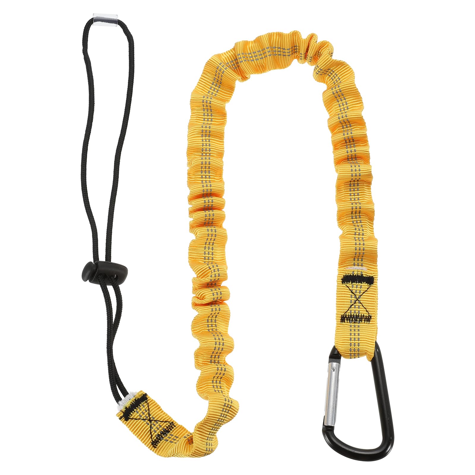 MECCANIXITY Retractable Tool Lanyard 3ft with Single Aluminum Buckle and Adjustable Loop End, Maximum Weight Limit 10KG / 22lb, Safety Fall Protection Tools Leash, Yellow
