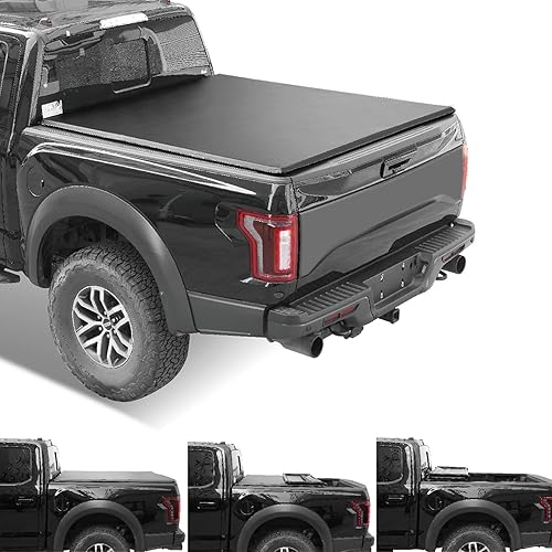Vista 19 de Lyon - Cubierta rígida de 6 pies / 73 pulgadas para camioneta de tres pliegues compatible con Ford Ranger Tonneau 2019-2025 Plegable duro