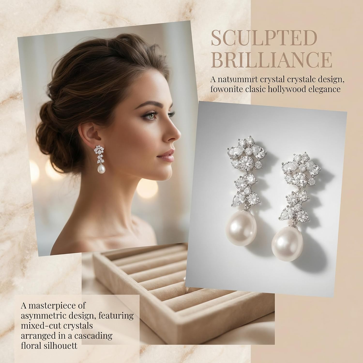 Elegant and Zircon Earrings Classic Pearl Stud Earrings with Sparkling Zircon Accents , Sterling Silver Freshwater Pearl Earrings for women , Clip on Bridal Earrings, Drop dangle Earrings, Earrings for birthdays and weddings