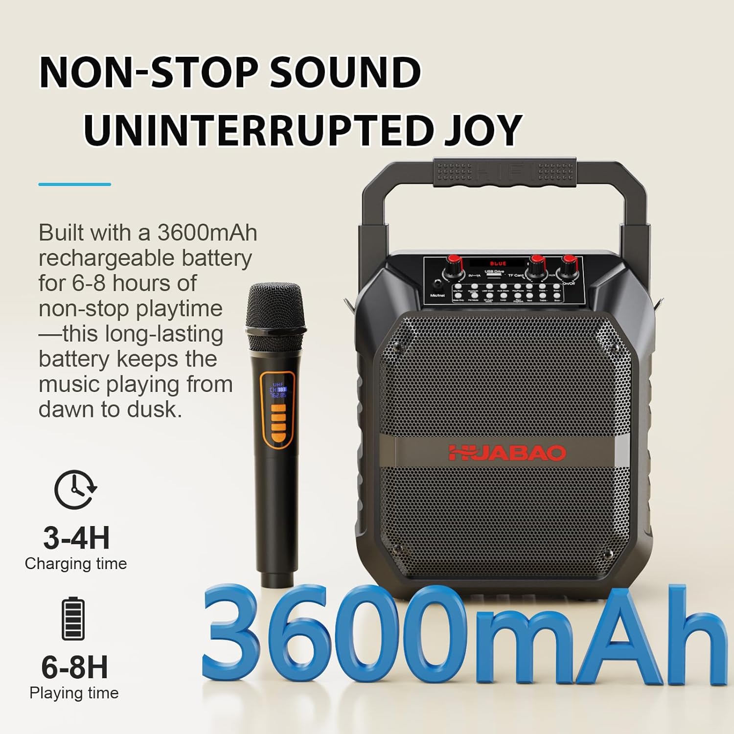 Karaoke Machine with Wireless Microphone, Portable Bluetooth Speaker for Adults & Kids, PA System with Remote Control, TF Card, USB, FM, AUX for Party, Home & Outdoor