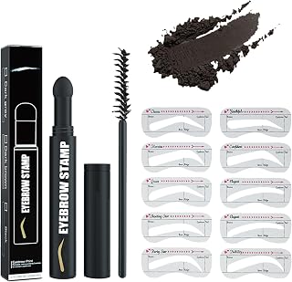 Eyebrow Stencil Kit - Eyebrow Stamp Kit - Black Eyebrow Kit - Women Makeup Brow Shaping Set - Longlasting Beauty with 10pcs Reusable Eyebrow Stencil & 1pc Eyebrow Brush - Hairline Contour Tool