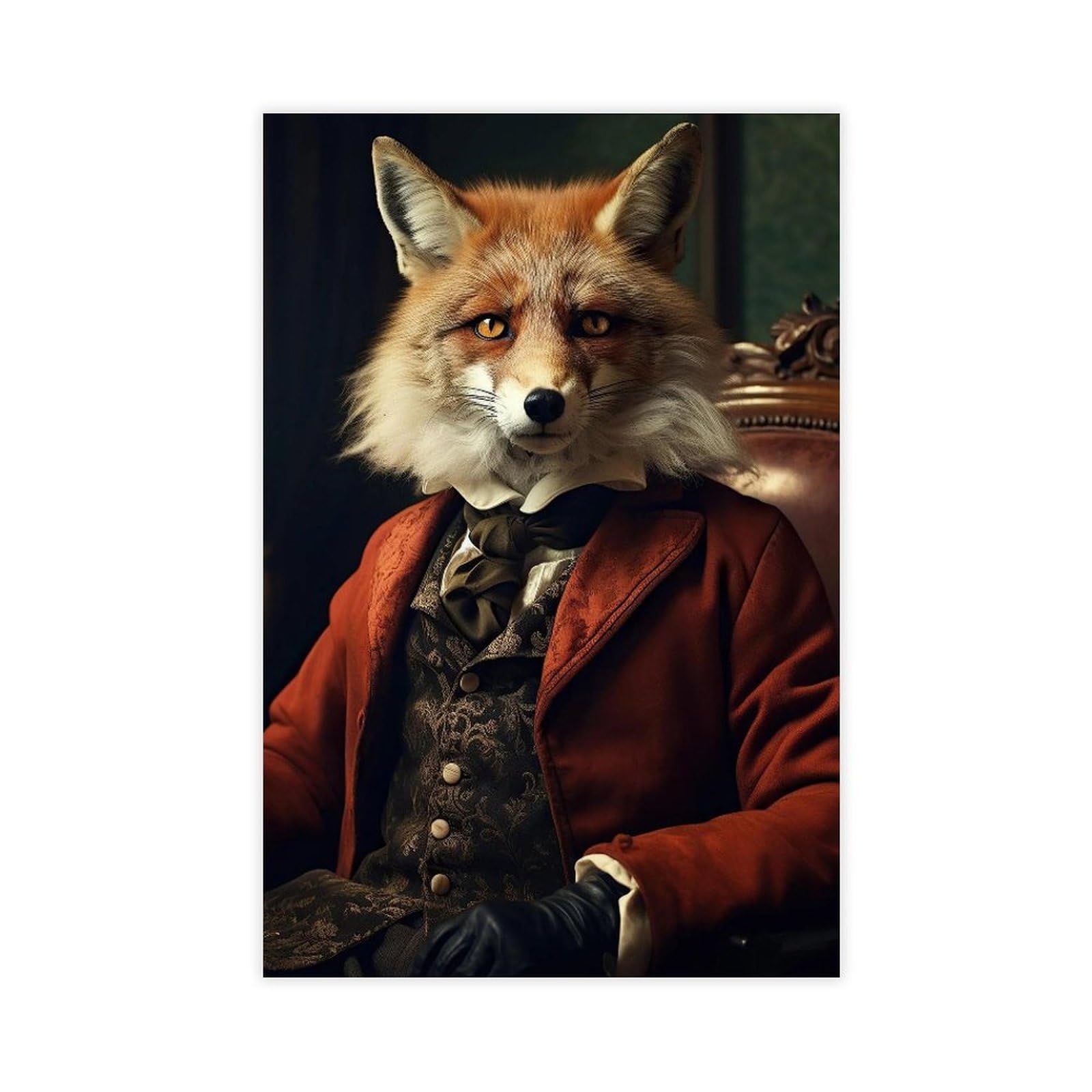Utgn Gentleman Fox Whimsical Animals Canvas Poster Wall Art Print Picture Paintings 12X18inch(30X45cm)